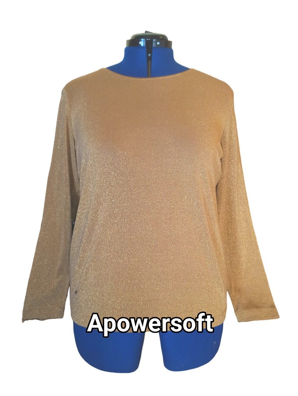 Vintage White Stag Size 12/14 Sparkly Gold Metallic Long Sleeve Top - Picture 3 of 8